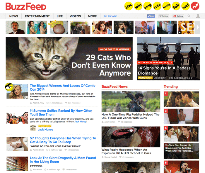 BuzzFeed homepage mock — The Expendables SSU