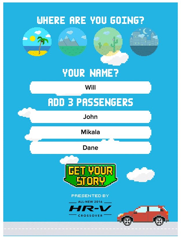 BuzzFeed + Honda HR-V Road Trip Generator