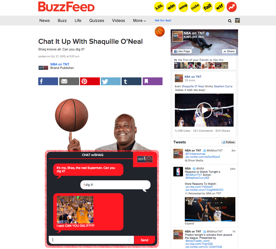 Chat With Shaq — BuzzFeed + TNT chatbot experience